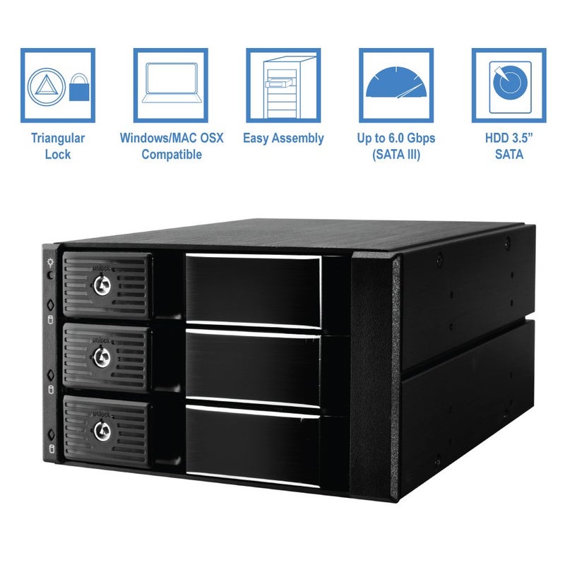 Kingwin Hard Drive Enclosure for Computer PC Case Internal 3 Bay Hot Swap for 3.5â€ HDD SSD, SATA Backplane Aluminum Trayless Mobile Rack, Support SATA I/II/III & SAS I/II 6 Gbps Performance - Image 5